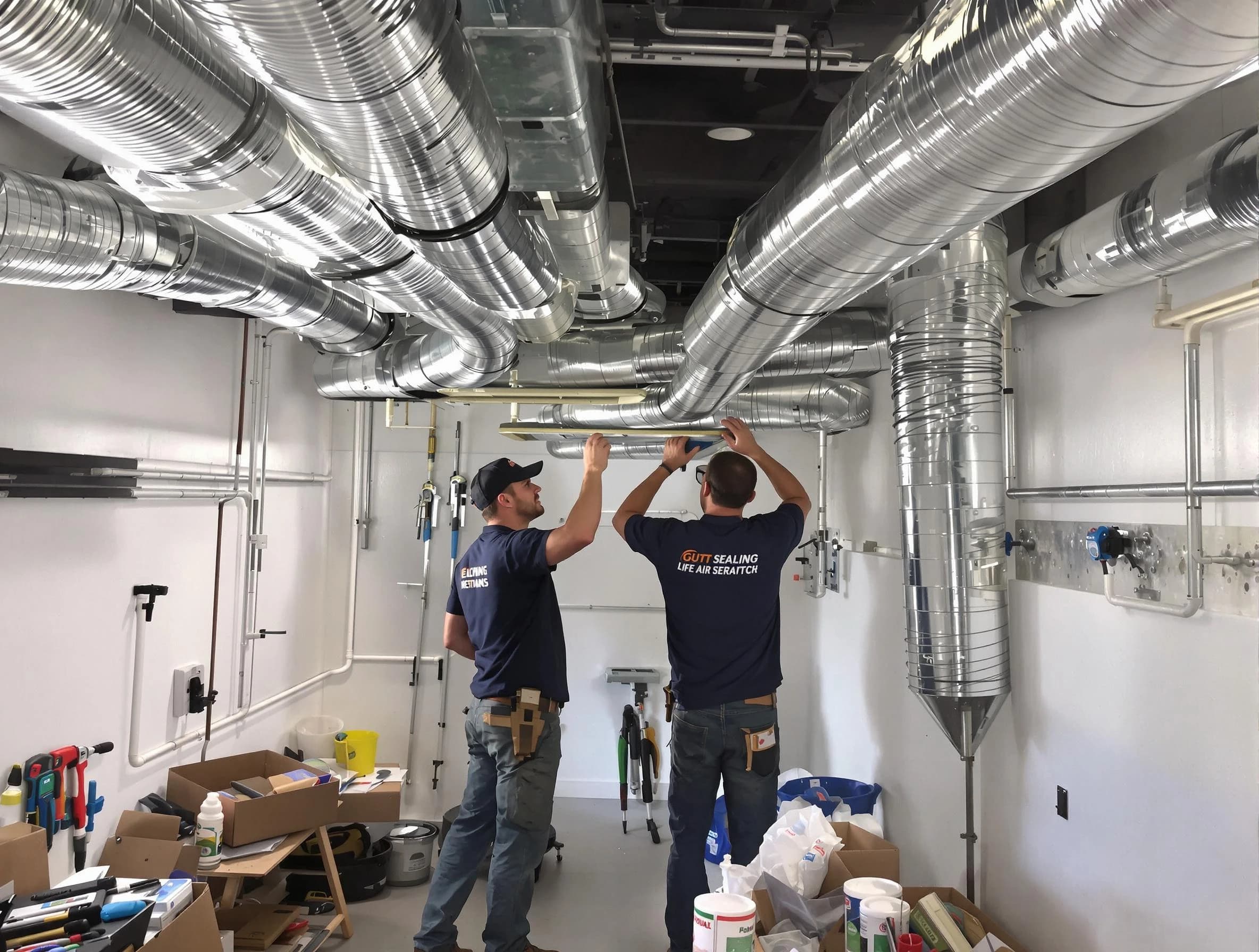Covington Air Duct Cleaning technician applying professional duct sealing solutions in Covington