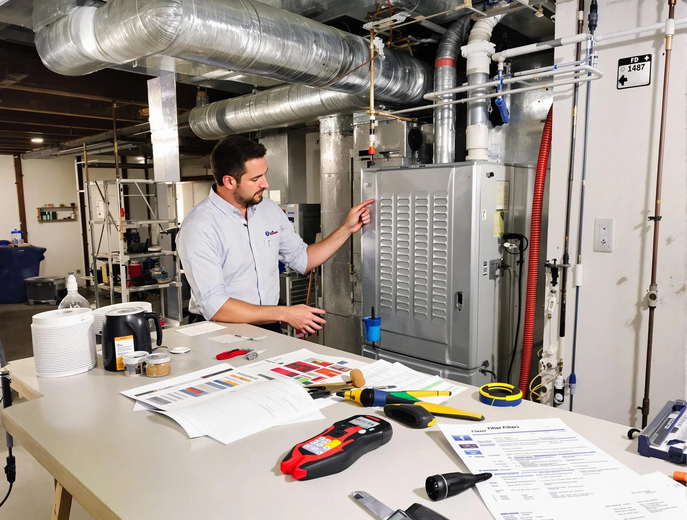 Covington Air Duct Cleaning inspector conducting detailed filter system evaluation using professional diagnostic tools in Covington