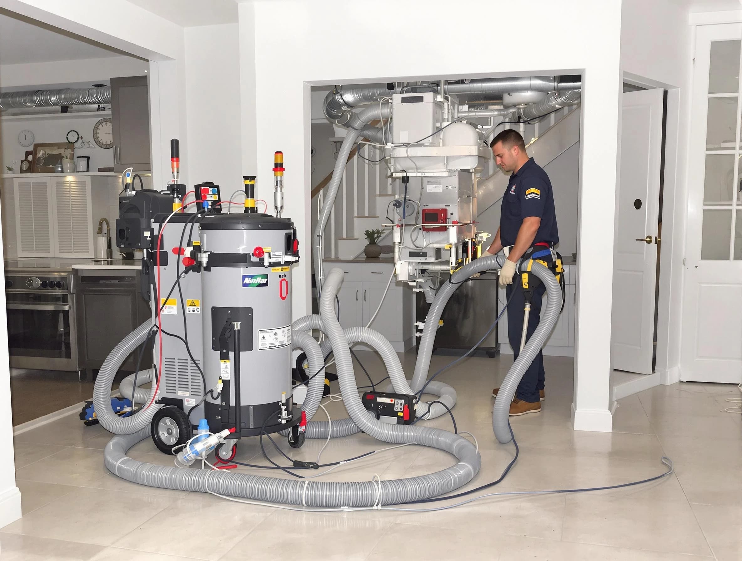 Covington Air Duct Cleaning technician operating negative pressure cleaning equipment for thorough duct maintenance in Covington