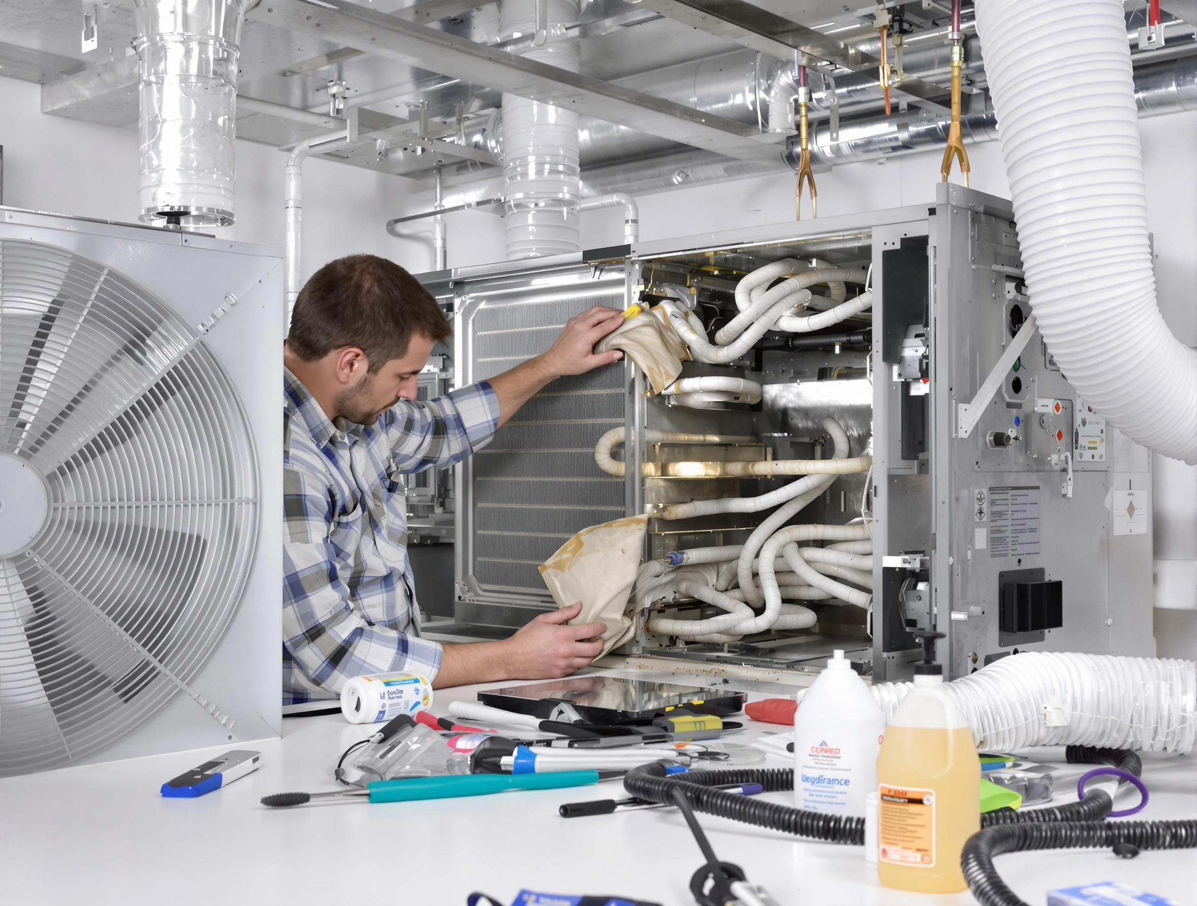 Covington Air Duct Cleaning specialist performing precision AC coil cleaning in Covington